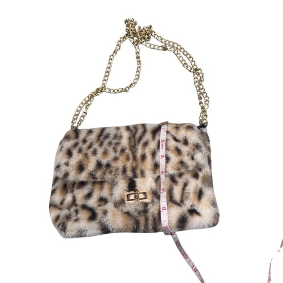 Y2K Brown Leopard Print Faux Fur Cross Body Bag - Picture 8 of 10